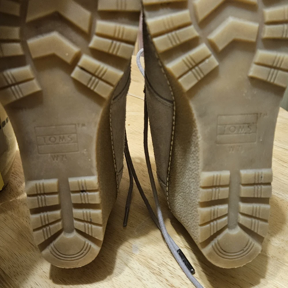 Toms Light Gray Suede Wedge Booties - Picture 3 of 3